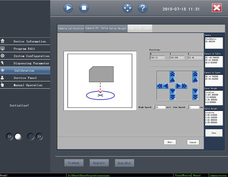 Laser height detecting