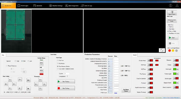 At the production page, it will show in-time working position, fidicious camera,  and main parameters.