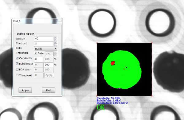 Auxiliary tool: the circularity, bubblerate, BGA area and throuhold of solder joints in the selected area can be calculated.