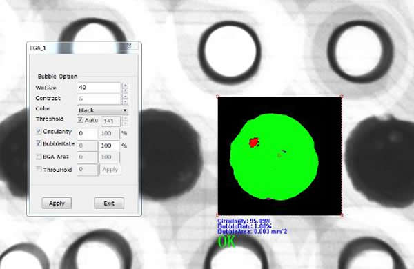 Auxiliary tool: the circularity, bubblerate, BGA area and throuhold of solder joints in the selected area can be calculated.