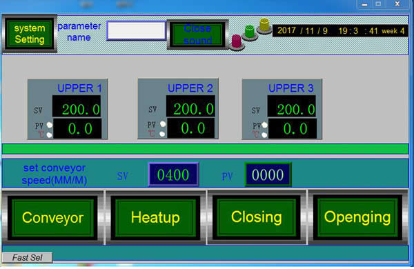 Touchscreen & PLC for controlling system. 
