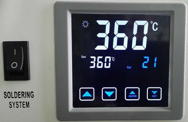 Heating system: Touch screen control panel for temperature setting.