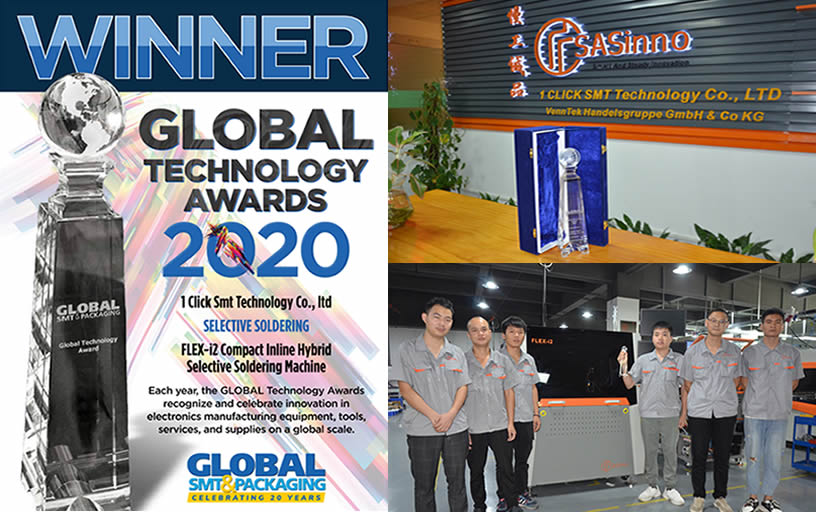 1CLICKSMT's Flex-i2 machine winning Global Technology Award in selective soldering machine category